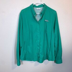 Columbia‎ Women's 1X PFG Long Sleeve Sun Protection Shirt Breathable Aqua Teal